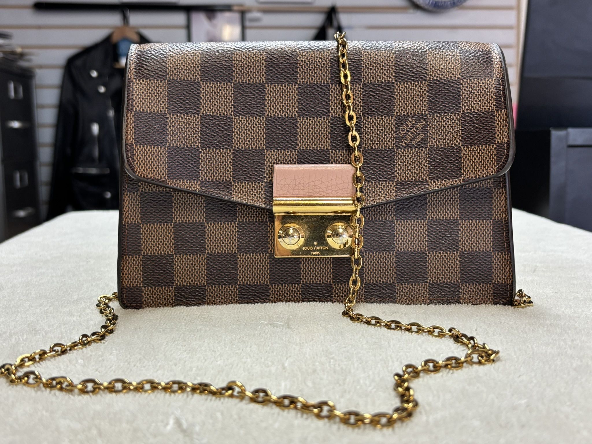 Louis Vuitton Croisette Damier Ebene Crossbody Chain Bag