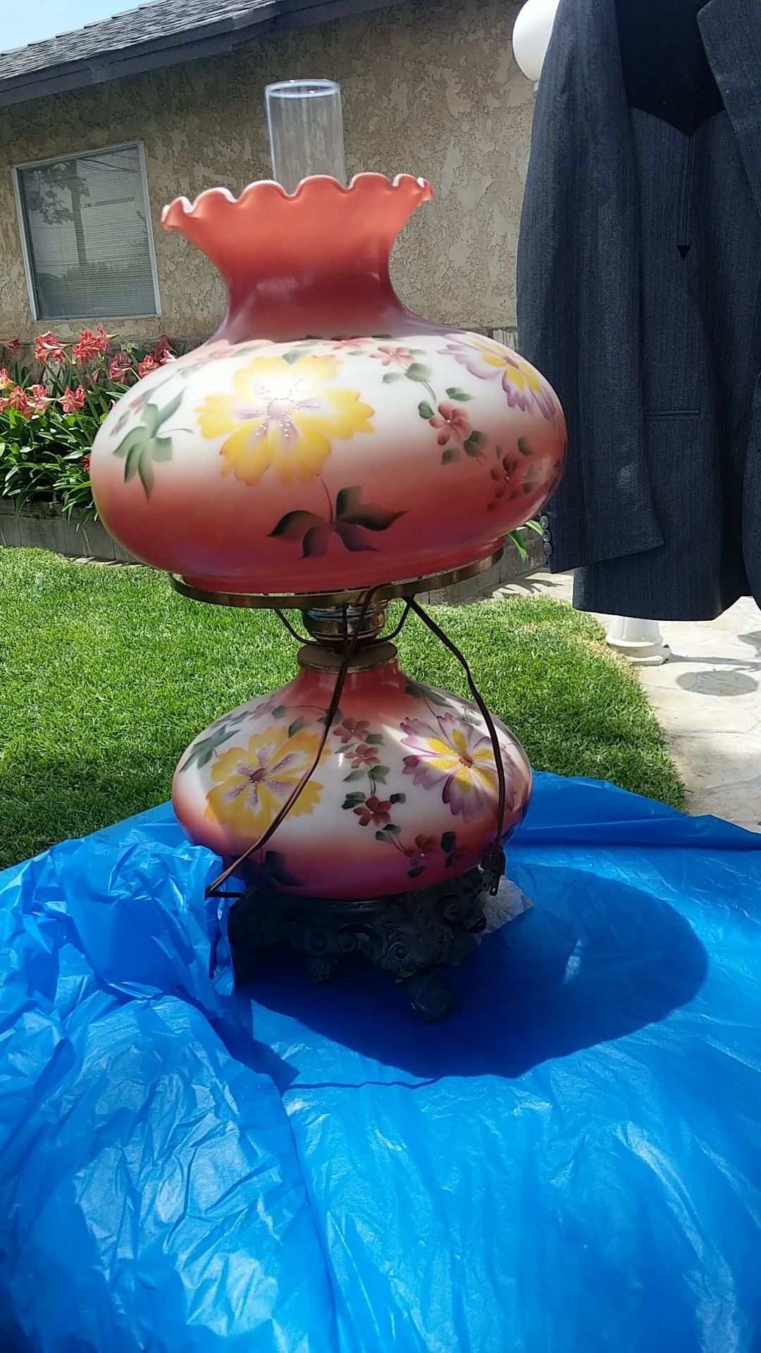Antique painted lamp