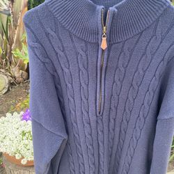 Men’s Navy Blue Cable Knit Sweater 