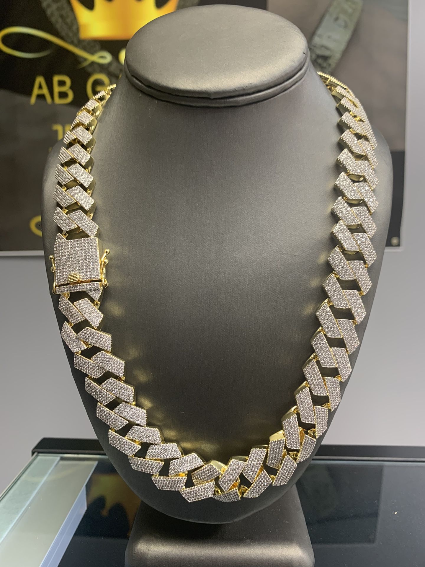 Gold Filled Iced Out Cuban Link Chain