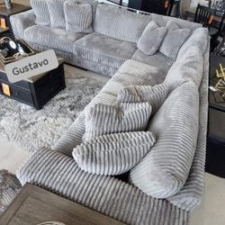 $10 Down finance or Cash  Lindyn Fog Cloud Comfy Plush Sectional Sofa Couch