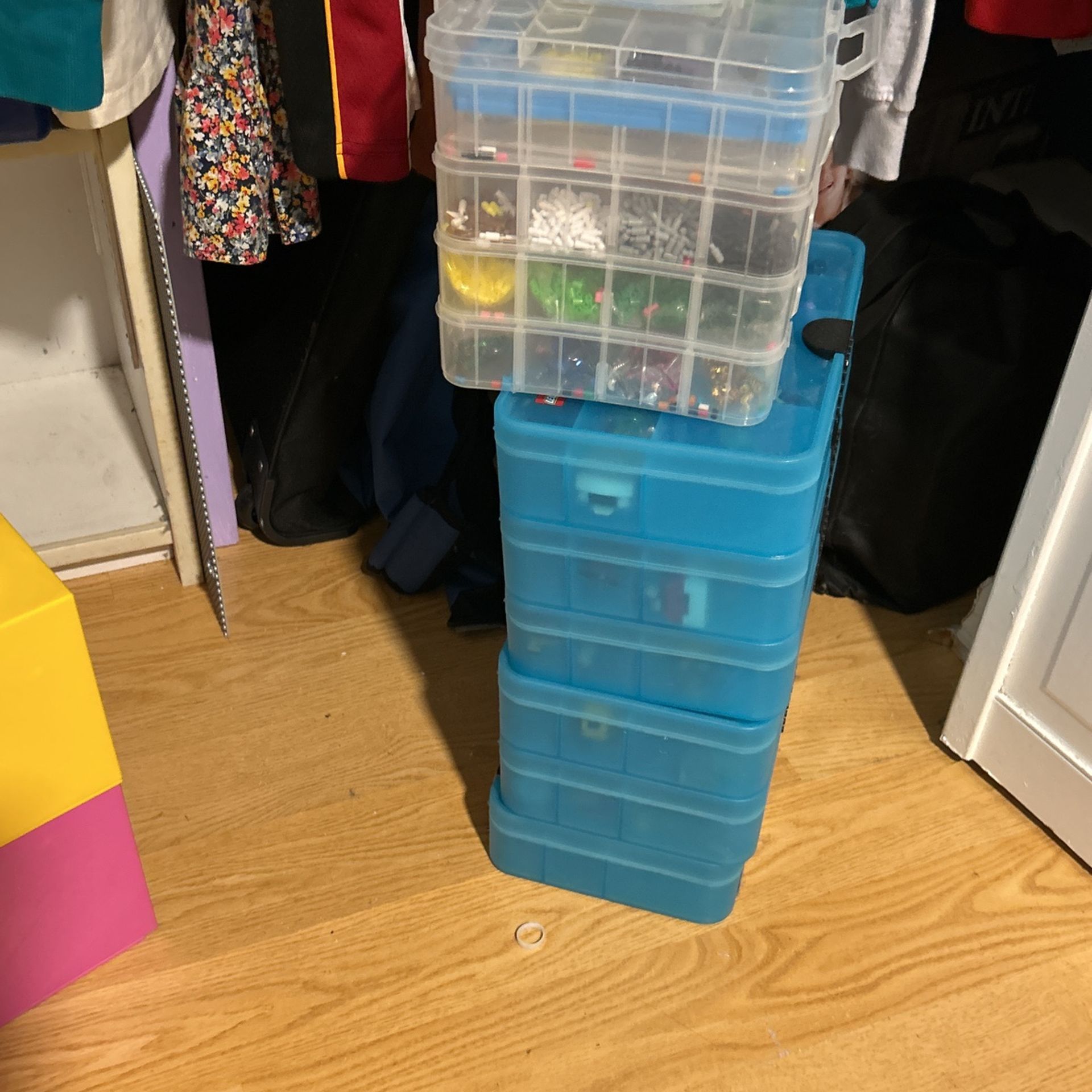 Lego storage boxes with Legos