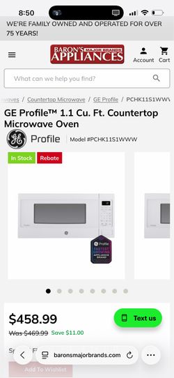 GE Profile™ 1.1 Cu. Ft. Countertop Microwave Oven