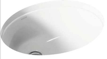 Caxton Oval 15" x 12" Undermount bathroom sink, White