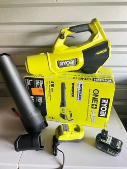 Ryobi ONE+ HP 18V Brushless Whisper Series 130 MPH 510 CFM Battery Leaf Blower with 6.0 Ah Battery and Charger