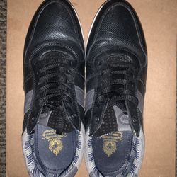 Base London Eclipse Black Leather Trainers