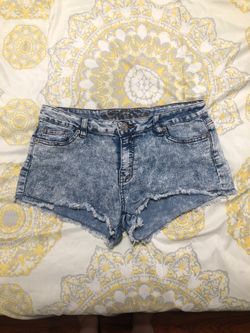 Acid wash jean shorts