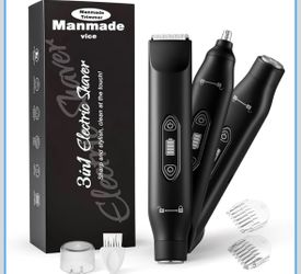 3-in-1 Electric Groin Trimmer for Men - Ball Pubic Hair Groomer, Waterproof No Nick Ceramic Blade, LED Display, Multi-Function Body Shaver & Private A