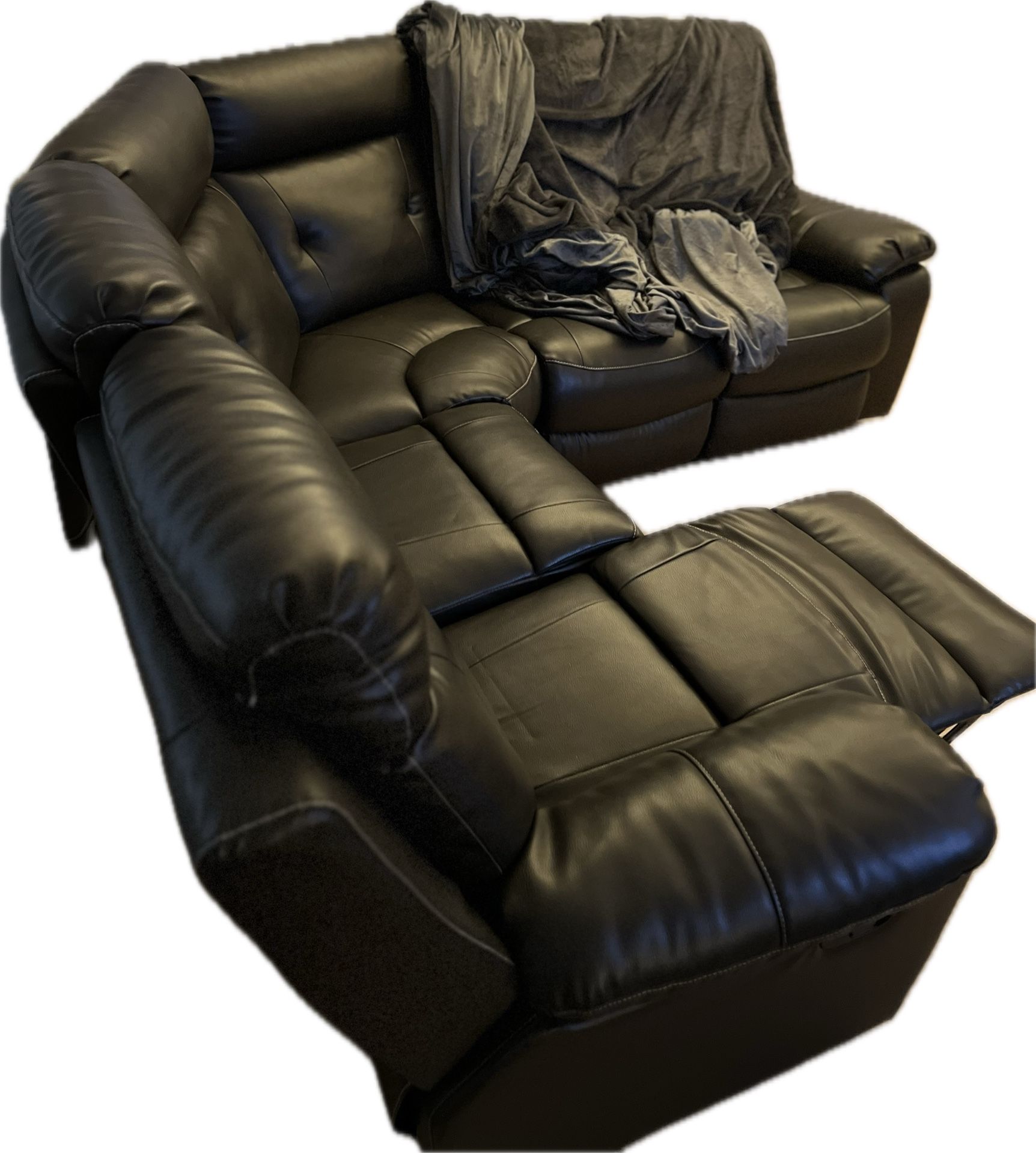 Brown Leather Recliner Sectional