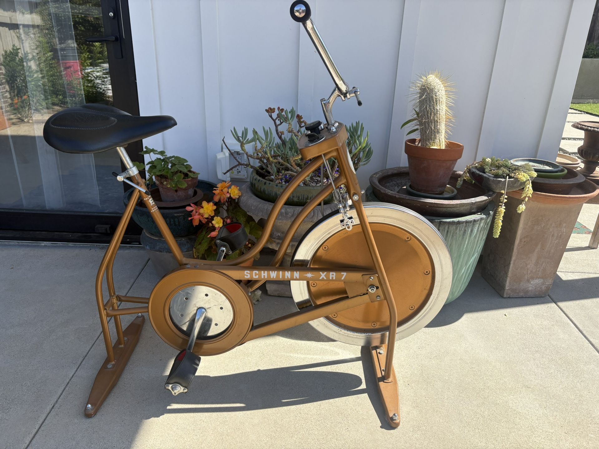 Vintage MCM -1983 Schwinn XR7 Gold Exercise Stationary Bike GOLD