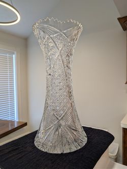 Heavy Cut Crystal Decorative Vase