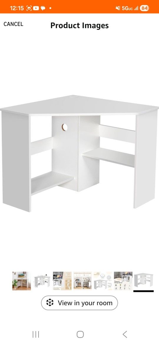 White Corner Desk and Black Office Chair