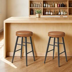 Bar Stools Set of 2, VASAGLE EKHO Collection -Counter Height Bar Stools, Kitchen Counter Stools, Mid-Century Modern Backless Counter Stools, 24.8-Inch