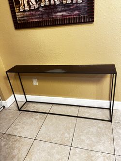 METAL CB2 Gold Mill Console Table… 28” H By 56” Wide By 10” D…(DAMAGED ON TOP SEE ALL PICTURES)…AS IS…$95