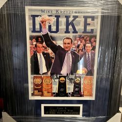 Coach K Duke Signed Framed