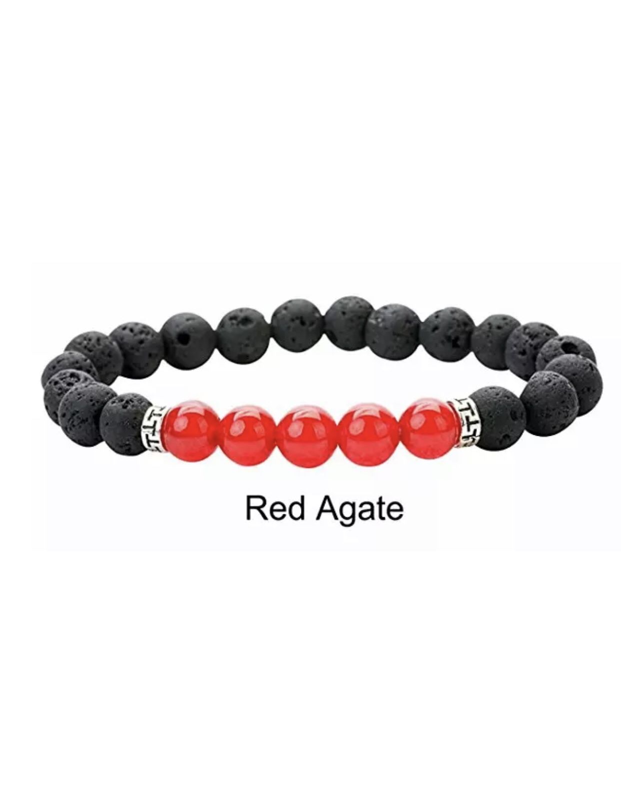 Men's Lava Stone Stone 8mm Beads Elastic Bracelet Bangle Chakra Size Large 19cm 7.5"