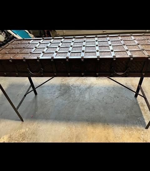Very Cool Moroccan Style Entry/Side Table With Metal Details On Top.