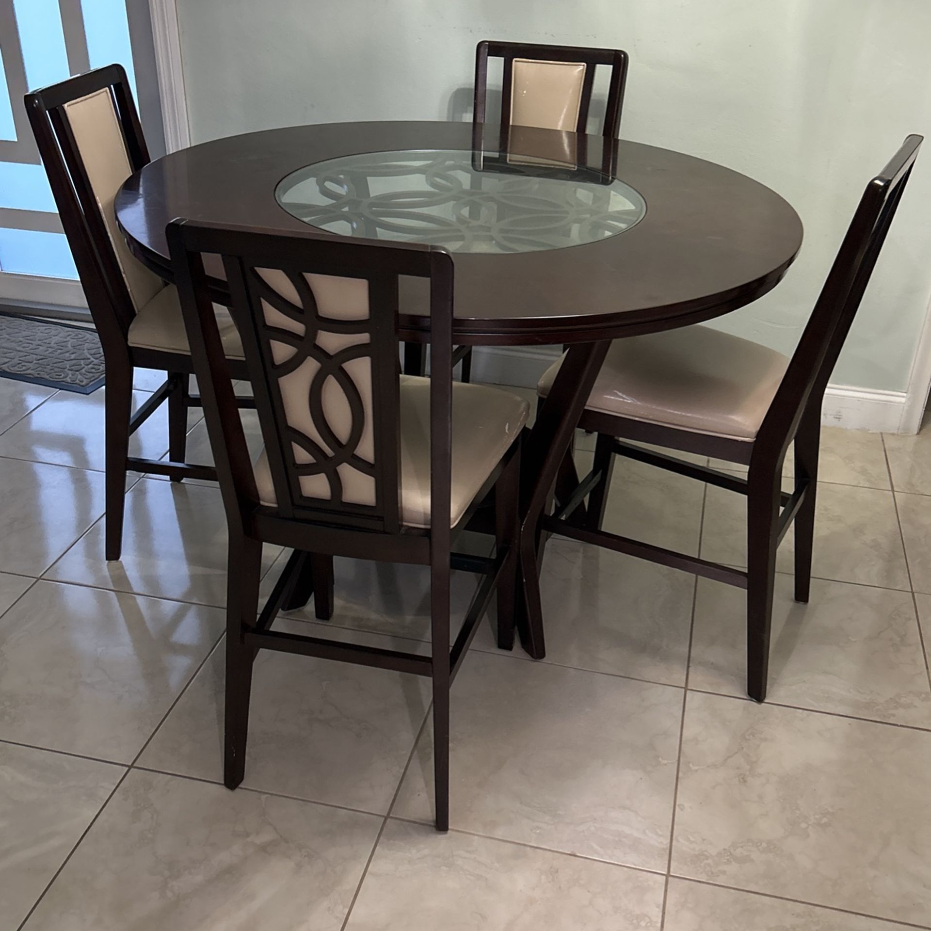 Wooden Dinner Table With 4 High Chairs