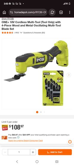 Ryobi one oscillating saw w/blades