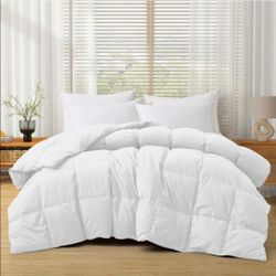Queen White Quilted Down Alternative Comforter