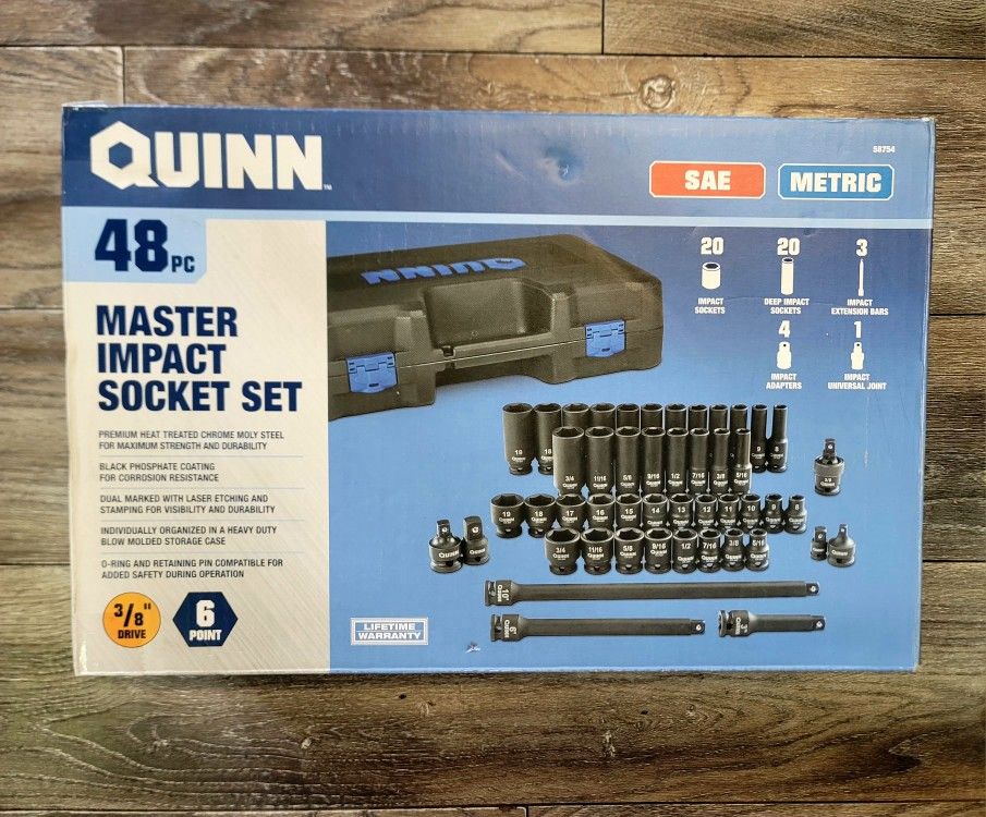 QUINN 3/8 in. Drive SAE and Metric Master Impact Socket...