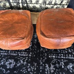 Italian Leather Ottoman poufs 