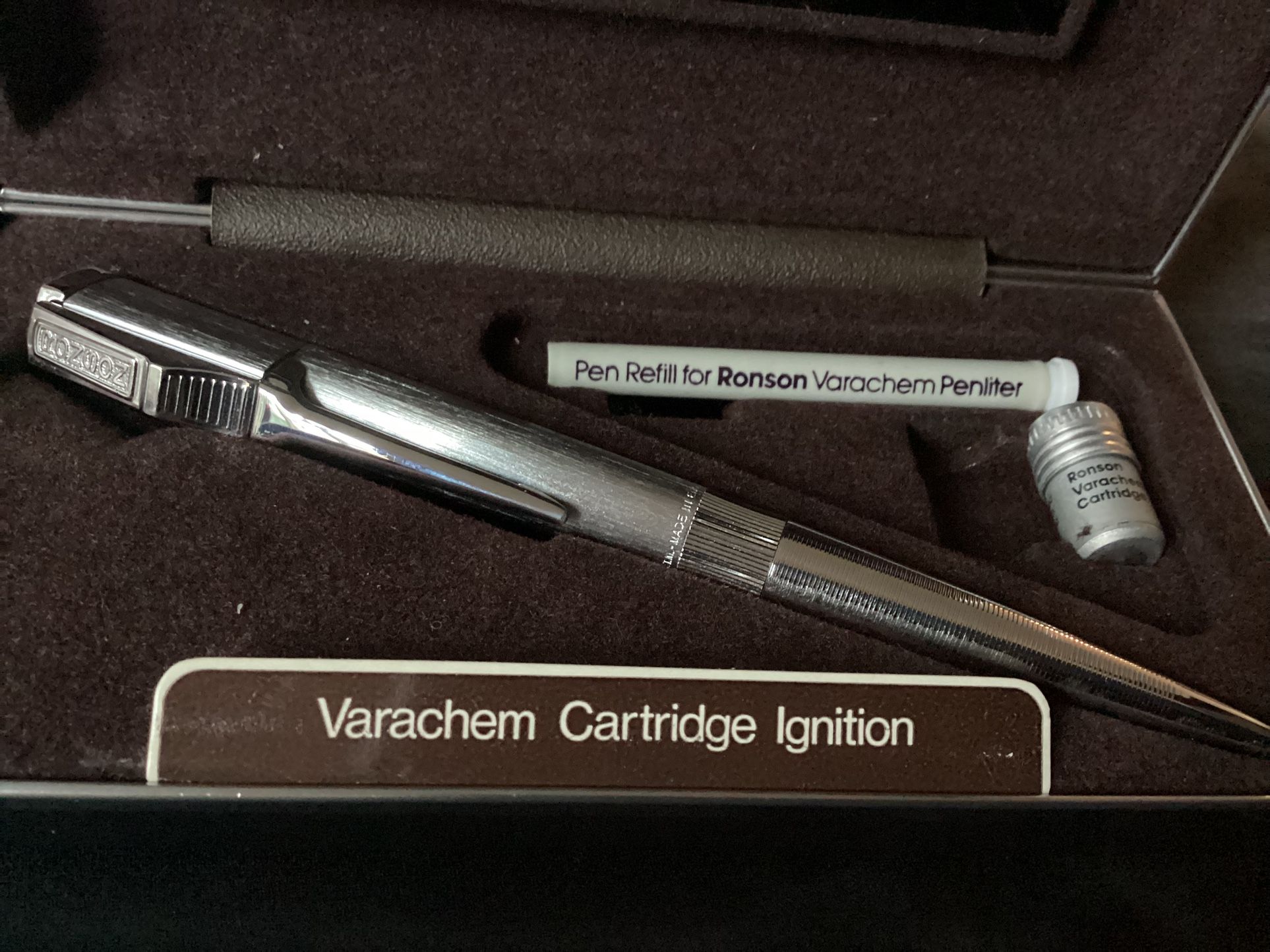 Vintage Ronson Pen Lighter Varachem Penliter Ink Pen Inkpen in