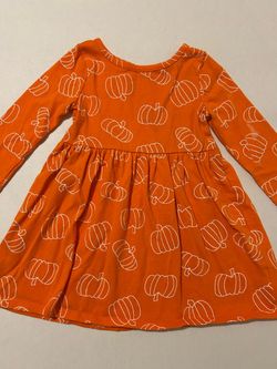 Cat & Jack Girls' Pumpkin Print Long-Sleeve Dress, Size 2T
