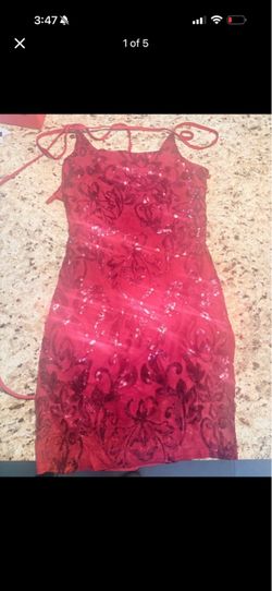 Red Sequin Mini Dress with Tie Straps