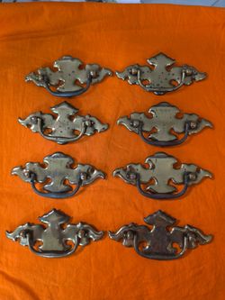 Set of 8 Vintage Ornate Drawer Pulls Handles Hardware