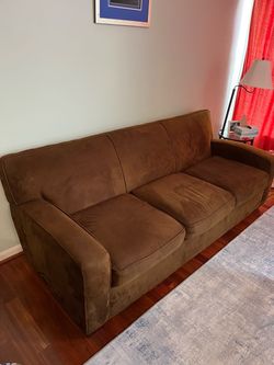 Brown Microsuede 3-Seat Sofa