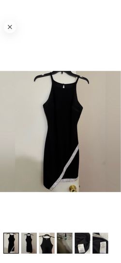 Black Mini Dress with Silver Trim