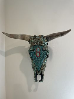 Custom Handmade Turquoise Skull Art