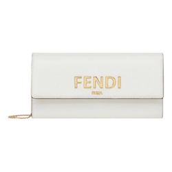 New Fendi White Roma Leather Continental Wallet Clutch Crossbody Bag