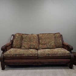Classic Wood-Trimmed Sofa & Loveseat Set