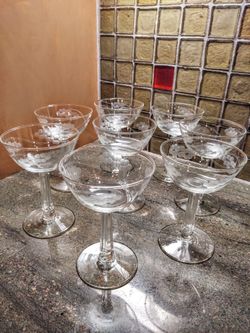 Vintage Etched Crystal Champagne Glasses