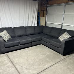 Dark Grey Sectional Couch *Free Delivery*