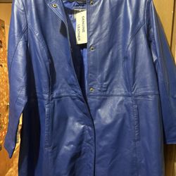 Genuine Blue Leather Jacket 