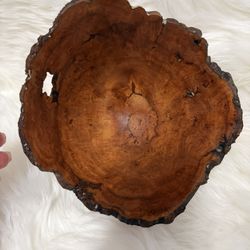 Peter Bloch 7” Handmade Black Cherry Burl Bowl Wooden Decor Rustic Boho Artisan