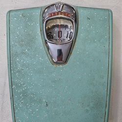 Detecto Bathroom Scale Vintage 1950s Turquoise and Sparkles Glass Bubble RARE!!