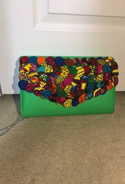 New green purse with silver handle