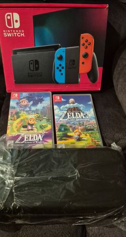 New Nintendo switch, case, and 2 Zelda games
