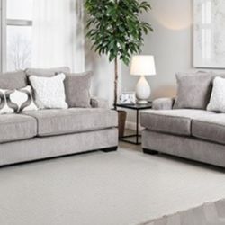 Brand New Grey Super Plush Sofa & Loveseat (Pillows Included)