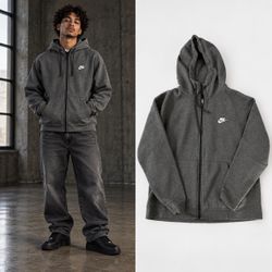 Nike Men’s XL Sportswear Club Fleece Full Zip Hoodie Charcoal Gray BV2645-071