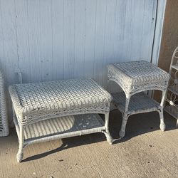 White Wicker Coastal Bedroom Set (sell separately if wanted - check the description)