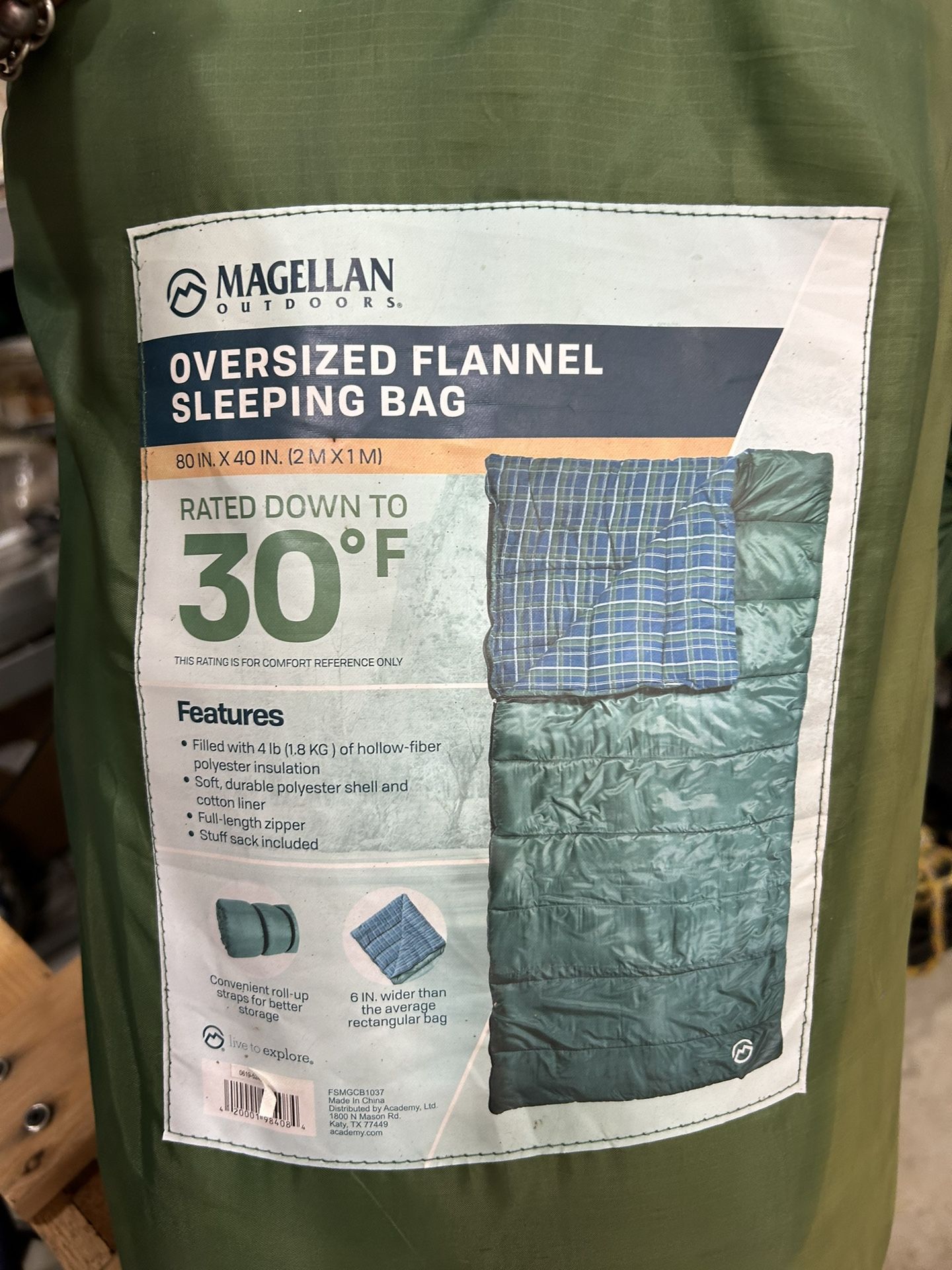 Magellan Outdoors 4 lbs Flannel Lined Rectangle Sleeping Bag