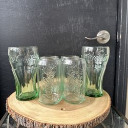 Libbey Green Coca Cola Glasses 
