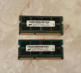 Lot of 2 Micron 2GB PC3-8500S DDR3 1066MHz Laptop RAM 4GB Total MT16JSF25664HZ