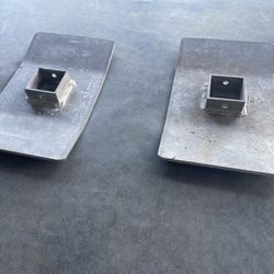 Pair Of Aluminum Pier Post Base Plates 15” X 9” X 2” Square Receptacle 