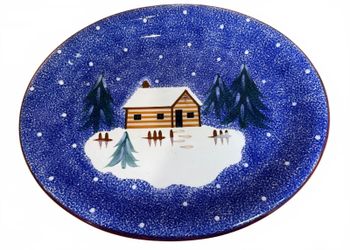 Oval Winter Village Serving Platter